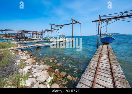 Oyster Park sullo stagno di Thau a Bouzigues, Francia Foto Stock