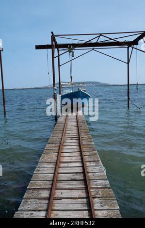 Oyster Park sullo stagno di Thau a Bouzigues, Francia Foto Stock