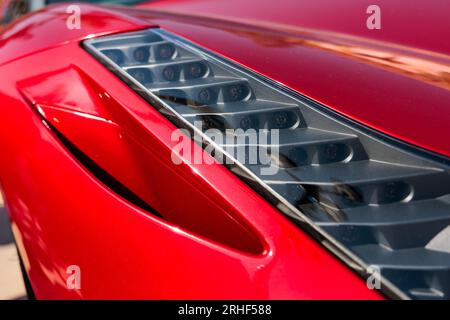 Ferrari 458 Spider, close up view of front headlamps Foto Stock