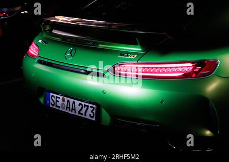 Parte posteriore della supercar Mercedes AMG GT R. Foto Stock