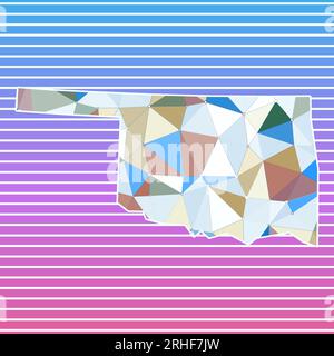 Illustrazione vettoriale Oklahoma. Design Oklahoma su sfondo a strisce sfumate. Tecnologia, Internet, rete, concetto di telecomunicazione. Illustrazione Vettoriale