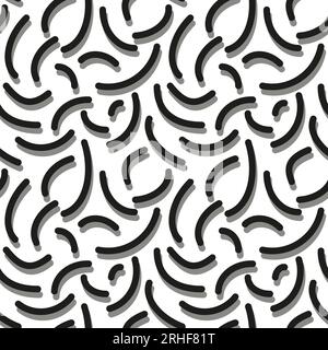 Ripetizione geometrica senza giunzioni di archi semplici. Vettore monocromatico nero, bianco e grigio. Linee semicircolari in stile doodle. Per abiti stampati, tessuti, tessuti Illustrazione Vettoriale