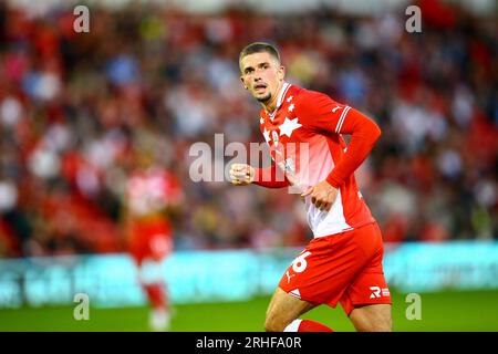 Oakwell Stadium, Barnsley, Inghilterra - 15 agosto 2023 Max Watters (36) di Barnsley - durante la partita Barnsley contro Peterborough United, Sky Bet League One, 2023/24, Oakwell Stadium, Barnsley, Inghilterra - 15 agosto 2023 crediti: Arthur Haigh/WhiteRosePhotos/Alamy Live News Foto Stock