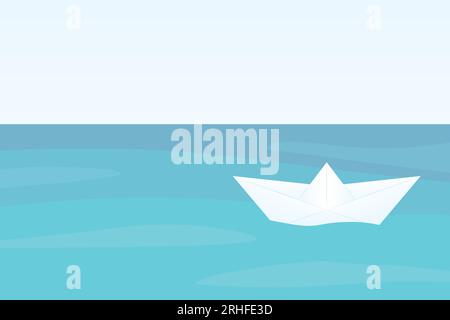 barca a vela su carta nel mare - illustrazione vettoriale Illustrazione Vettoriale