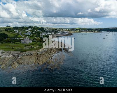 Castello di St Mawes Truro Cornovaglia, vista aerea di questo castello Foto Stock