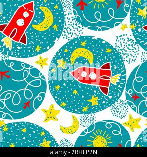 Sfondo senza interruzioni dei razzi nello spazio. Illustrazione vettoriale Illustrazione Vettoriale