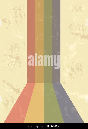 Poster retro Lofi Grunge con arcobaleno. Illustrazione vettoriale Illustrazione Vettoriale