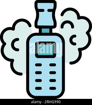 L'icona della sigaretta elettronica delinea il vettore. Sigaretta Vape. Colore fumé elettronico piatto Illustrazione Vettoriale