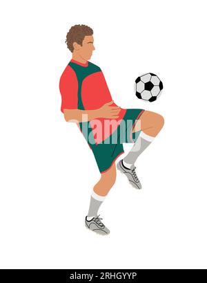 Giocatore di calcio maschile con vettore di palla. Illustrazione Vettoriale