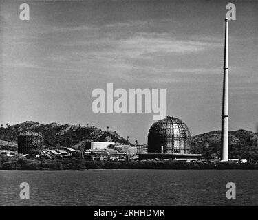 Bhabha Atomic Research Centre, BARC, in costruzione, impianto di ricerca nucleare, Trombay, Bombay, Mumbai, Maharashtra, India, anni '1950, vecchia immagine anni '1900 Foto Stock