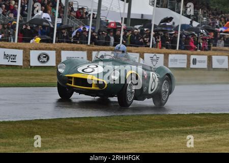 Lukas Huni, Aston Martin DB3S, Goodwood 75, The Racing Years, una piccola ma indicativa selezione di alcune delle migliori auto da corsa che hanno gareggiato Foto Stock