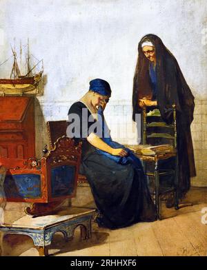 Empty Cradle 1869-1880 Hindeloopen, Friesland. Di, Christoffel Bisschop (1828-1904) artista frisone (moglie inglese Kate Bisschop-Swift ) (1834-1928). Olandese, Paesi Bassi, madre in lutto per la culla ( Dead Baby) Foto Stock