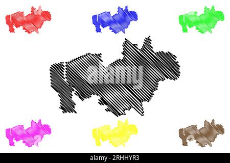Wyre distretto non-metropolitano, Borough (Regno Unito di Gran Bretagna e Irlanda del Nord, contea cerimoniale Lancashire o Lanci, Inghilterra) mappa vec Illustrazione Vettoriale
