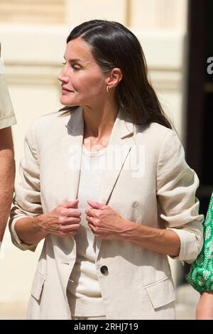 Saragozza, Madrid, Spagna. 17 agosto 2023. La Regina Letizia di Spagna partecipa al primo giorno della Principessa delle Asturie come 'cadetto' Borbon al General Military Acadamy il 17 agosto 2023 a Saragozza, Spagna (Credit Image: © Jack Abuin/ZUMA Press Wire) SOLO PER USO EDITORIALE! Non per USO commerciale! Foto Stock