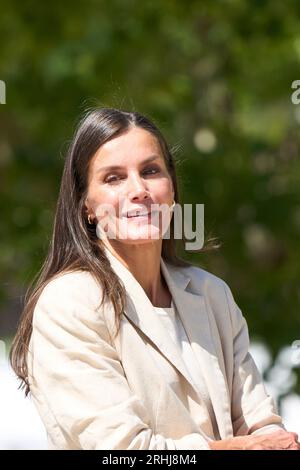 Saragozza, Madrid, Spagna. 17 agosto 2023. La Regina Letizia di Spagna partecipa al primo giorno della Principessa delle Asturie come 'cadetto' Borbon al General Military Acadamy il 17 agosto 2023 a Saragozza, Spagna (Credit Image: © Jack Abuin/ZUMA Press Wire) SOLO PER USO EDITORIALE! Non per USO commerciale! Foto Stock