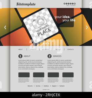 Modello sito Web con motivo astratto e luogo per foto Illustrazione Vettoriale