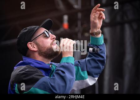 Trondheim, Norvegia. 5 agosto 2023. Il gruppo di danza tedesco ItaloBrothers esegue un concerto dal vivo durante lo spettacolo We Love the 90s e 2000s a Trondheim. (Foto: Gonzales Photo - Tor Atle Kleven). Foto Stock