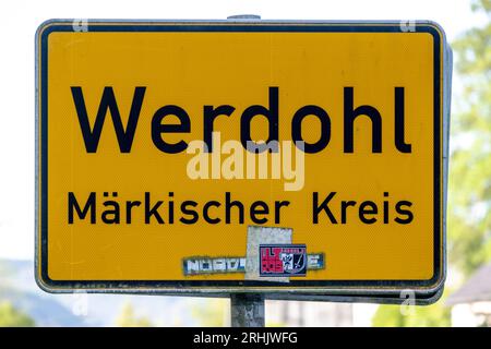 Deutschland, NRW, Märkischer Kreis, Werdohl, Ortstafel Foto Stock