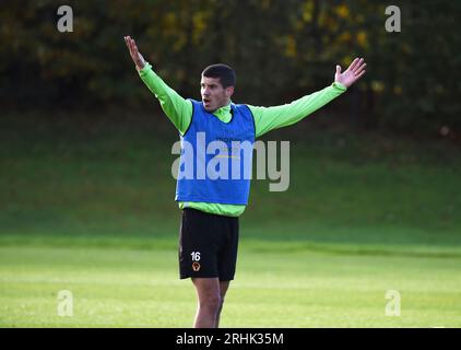 Wolverhampton Wanderers Conor Coady primo allenamento con il nuovo capo-allenatore Paul Lambert Foto Stock