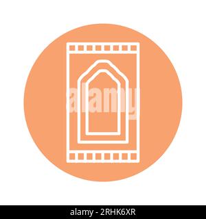 Preghiera musulmana tappeto linea colore icona. Elemento vettoriale isolato. Pittogramma a contorno per pagina web, app mobile, promo Illustrazione Vettoriale