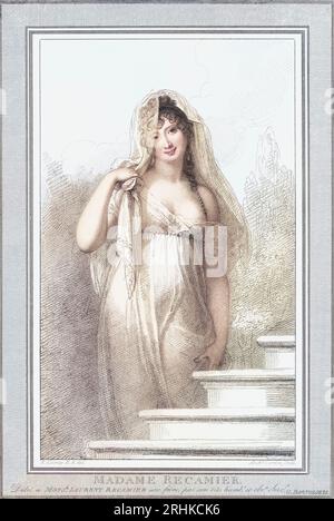 Madame Recamier. Nome completo, Jeanne Francais Julie Adélaide Récamier. 1777 - 1849. Socialite francese. Dopo un lavoro di Antoine Cardon dal disegno Richard Cosway. Foto Stock