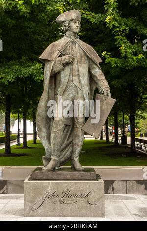 Statua di John Hancock a Hancock Adams Common a Quincy, Massachusetts Foto Stock