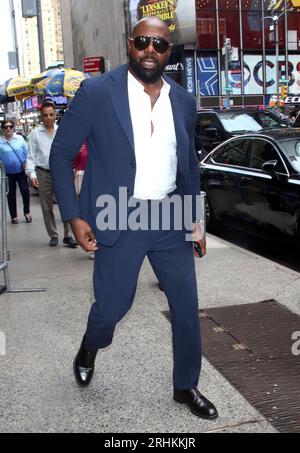 New York, NY, USA. 16 agosto 2023. Antoine Fuqua ha visto al Good Morning America promuovere l'Equalizer 3 il 16 agosto 2023. Credito: RW/Media Punch/Alamy Live News Foto Stock