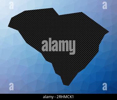 Mappa geometrica del South Carolina. Forma a stencil del South Carolina in basso stile poli. Eccellente illustrazione vettoriale dello stato degli Stati Uniti. Illustrazione Vettoriale
