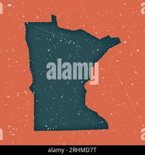 Mappa vintage del Minnesota. Mappa grunge dello stato degli Stati Uniti con trama in difficoltà. Poster del Minnesota. Illustrazione vettoriale. Illustrazione Vettoriale