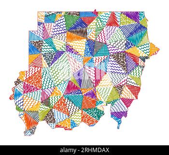Mappa in stile bambino del Sudan. Poligoni disegnati a mano a forma di Sudan. Illustrazione vettoriale. Illustrazione Vettoriale
