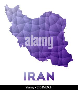 Illustrazione in basso poli della mappa dell'Iran. Design geometrico viola. Illustrazione del vettore poligonale. Illustrazione Vettoriale