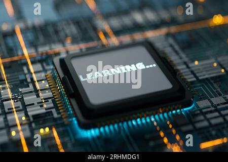 L'intelligenza artificiale sta imparando attraverso il deep learning e il rendering 3d. Foto Stock