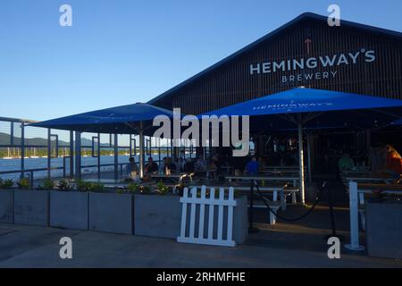 Hemingway’s Brewery looking out over the inlet in the evening, Cairns, Queensland, Australia. No MR or PR Stock Photo