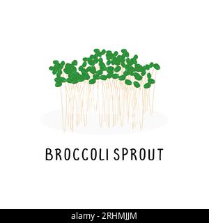 illustrazione piatta vettore di germoglio di broccoli, isolata su sfondo bianco Illustrazione Vettoriale