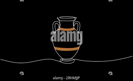 Vaso in argilla Antica greca di Anfora, illustrazione vettoriale isolata su sfondo bianco. Illustrazione Vettoriale