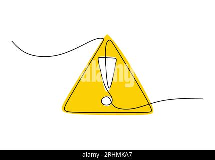 Punto esclamativo - oggetto didattico scolastico, disegno continuo con una linea, illustrazione vettoriale. Illustrazione Vettoriale
