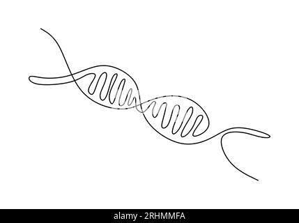 Un disegno continuo a linea singola di dna isolato su sfondo bianco. Illustrazione Vettoriale