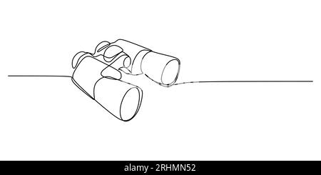 Singola linea continua di binocoli isolata su sfondo bianco. Illustrazione Vettoriale