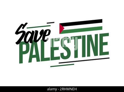 Poster banner Save palestine per la libertà e i diritti umani. Illustrazione Vettoriale
