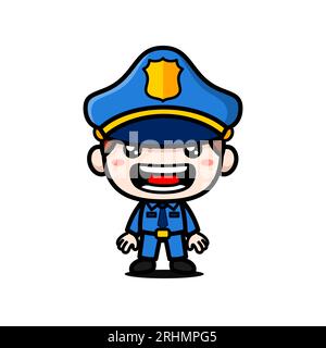 Carino poliziotto Cartoon Character Illustrazione Vettoriale