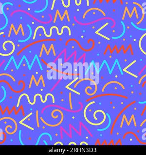 divertente linea colorata motivo senza cuciture isolato su sfondo viola. Illustrazione Vettoriale