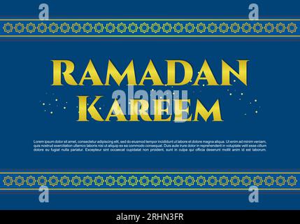 Sfondo del biglietto d'auguri Ramadan kareem di colore blu. Illustrazione Vettoriale