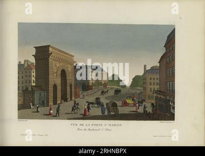 Vue de la porte Saint-Martin, pry du Boulevard Saint-Denis. Museo: COLLEZIONE PRIVATA. Autore: Henri Courvoisier-Voisin. Foto Stock