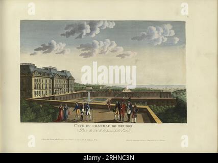 Vue du château de Meudon, pry du côté de la principale entrata. Museo: COLLEZIONE PRIVATA. Autore: Henri Courvoisier-Voisin. Foto Stock