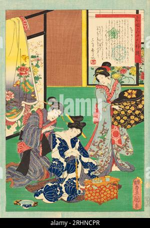 No. 27, Tamagiku, dalla serie An Excellent Selection of Thirty-Six Famous Courtesans (Meigi sanjuroku kasen). Museo: COLLEZIONE PRIVATA. Autore: Utagawa Kunisada (Toyokuni III). Foto Stock