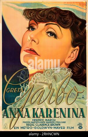 Poster cinematografico "Anna Karenina" di Clarence Brown con Greta Garbo nel ruolo del protagonista. Museo: COLLEZIONE PRIVATA. Autore: Heinz Schulz-Neudamm. Foto Stock