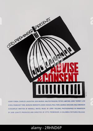 Poster del film "Consigli e consenso" di Allen Drury. Museo: COLLEZIONE PRIVATA. Autore: SAUL BASS. Foto Stock