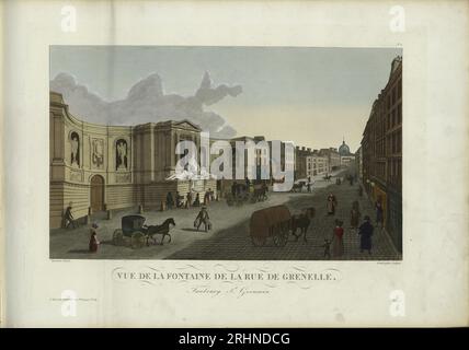 Vue de la fontaine de la rue de Grenelle faubourg Saint-Germain. Museo: COLLEZIONE PRIVATA. Autore: Henri Courvoisier-Voisin. Foto Stock