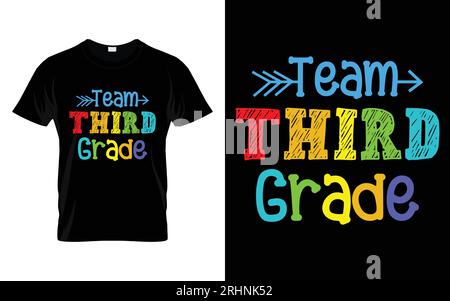 T-shirt tipografica Team Third Grade Back to School Illustrazione Vettoriale