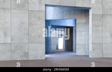 portali in cemento, struttura architettonica astratta. sfondo rendering 3d. Foto Stock